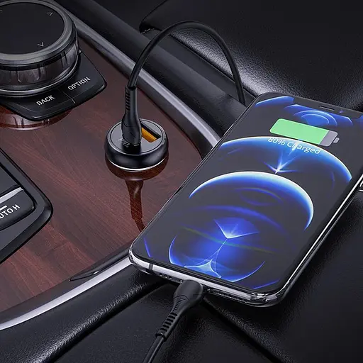Адаптер автомобильный HOCO Smooth road car charger NZ5 самое зарядное черное - фото 5