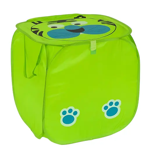 Корзина для игрушек С 36583, складная 45х46 см, салатовая с рисунком тигра