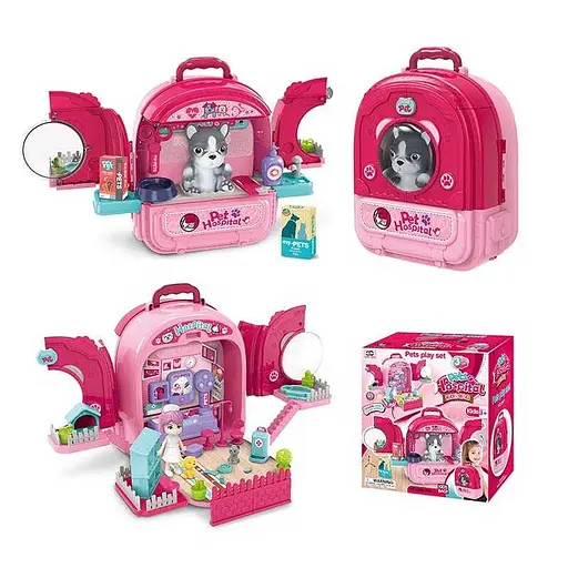 Рюкзак з улюбленцем, медичне приладдя, будиночок, фігурки песиків, фігурка дівчинки 008-997-1