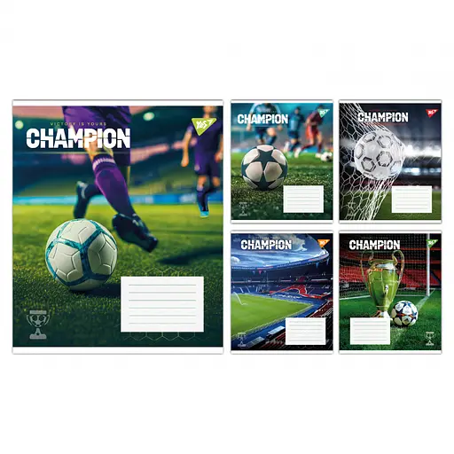 Зошити учнівські 36 аркушів клітинка Yes Champion, 15 шт. в упаковці