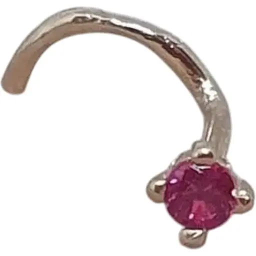 Золотая серьга-пирсинг в нос Dear с фианитом. 1018.1 Розовый