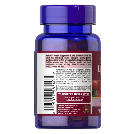 Натуральна добавка Puritan's Pride Lycopene 20 mg, 60 капсул - фото 3