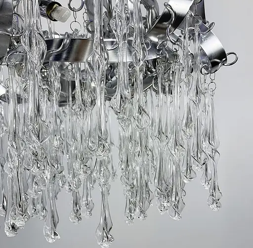 Подвесной светильник в цвете хром со стеклянными закрученными подвесами Ø 80 см Line F | Ст. MD9014-800-13P - фото 1