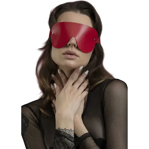 Маска на глаза Feral Feelings - Blindfold Mask, натуральная кожа, красная