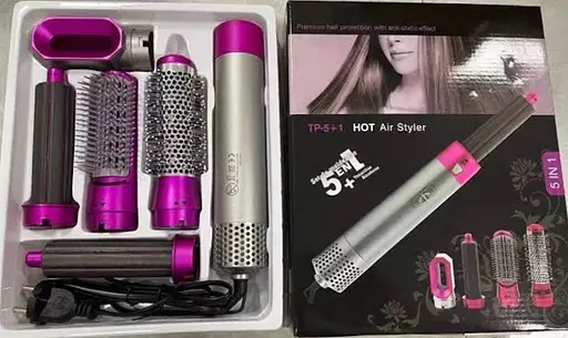 Фен-щетка-браш стайлер Hot Air Styler 5 в 1 мультистайлер для завивки локонов объема и укладки волос 1000 Вт - фото 5