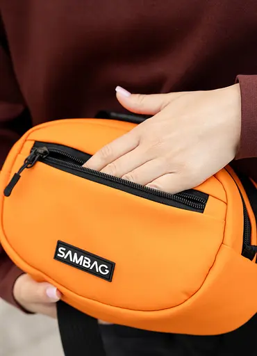 Сумка через плечо женская бананка Sambag Flex оранжевая 30×17×10 см (85351029) - фото 4