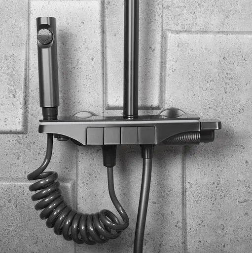 Душова система Rea Savio Led tytan графіт із термостатом REA-P8412, Графіт - фото 3