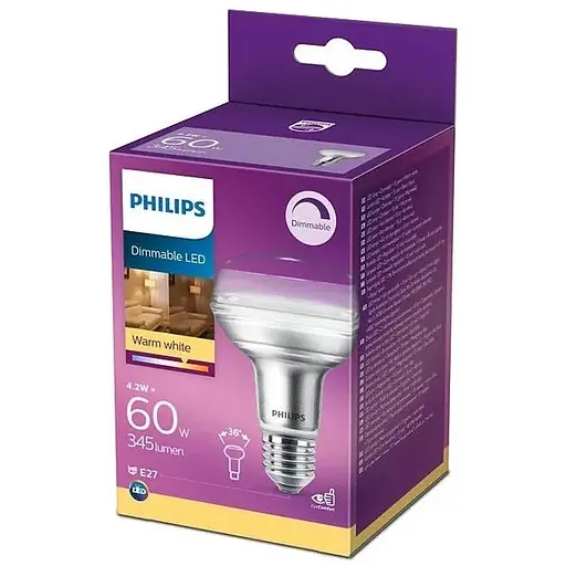 Світлодіодна лампа з регулюванням яскравості для точкових світильників Philips E27/4.2W/230V 2700K
