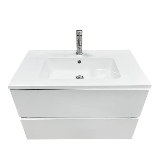 Набор для ванной комнаты Adamant раковина умывальник FLATE 80 искусственный камень прямоугольная с сифоном Click-Clack + смеситель - фото 5