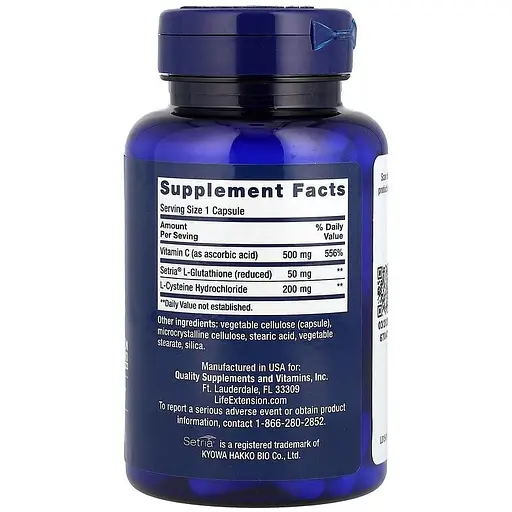 Антиоксидантный комплекс Life Extension Glutathione, Cysteine & C 100 капсул - фото 2
