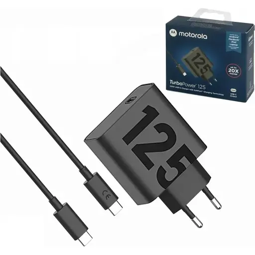 Зарядний пристрій блок адаптер Motorola MC-1252 125 W GaN USB + комплект із кабелем 1 метр - фото 1