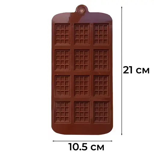 Силиконовая форма на планшете для шоколада на 12 мини-плиток 21 × 10,5 см Коричневый 88278 - фото 3