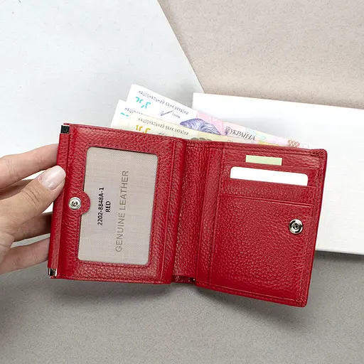 Жіночий шкіряний гаманець Classic 8848A-1 маленький червоний - фото 2