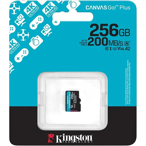 Карта памяти Kingston microSDXC Canvas Go! Plus 256GB Class 10 UHS-I U3 V30 A2 (SDCG4/256GBSP) (139170) - фото 4