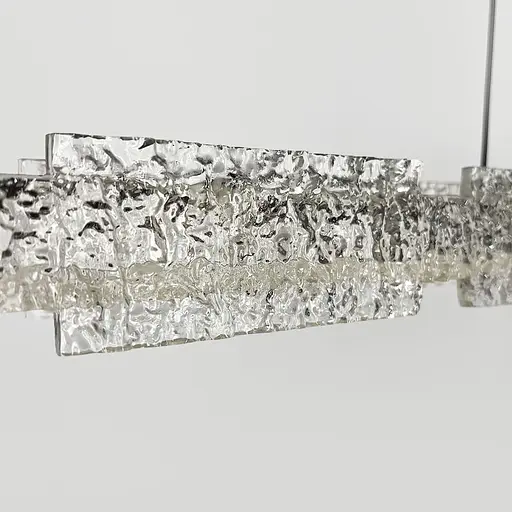 Підвісна видовжена люстра із пластинами у вигляді прозорих крижин 100 см | Line F | Арт. MJ371-L1000 BK - фото 4