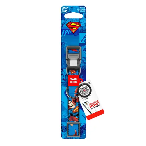 Ошейник для собак нейлоновый Waudog Nylon с QR-паспортом "Сила Супермена" пластиковый фастекс S Ш 15 мм Д 25-35 см - фото 5