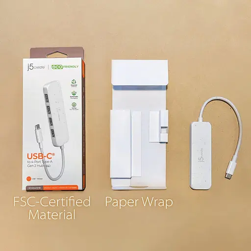 USB-хаб j5create JCH341EW-N USB-C на 4 USB-A, белый (JCH341EW-N) - фото 8