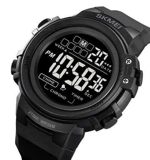 Годинник чоловічий наручний спортивний Skmei 2260 (Чорний з чорним) - фото 2