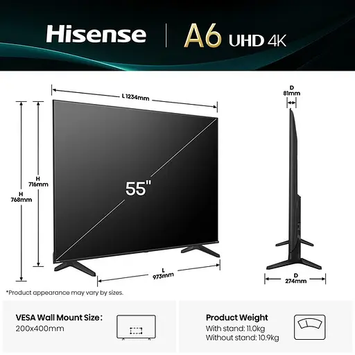 LED-телевізор Hisense 55A6Q - фото 3