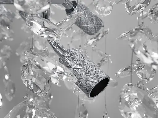 Гармонійна підвісна кришталева люстра витягнутої форми, 12 ламп, хром - фото 3