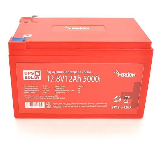 Літій-залізо-фосфатний акумулятор Merlion LiFePO4 12.8V 12AH (4S2P/BMS-15A), (151x99x99) for UPS, до 5000 циклів, Q12