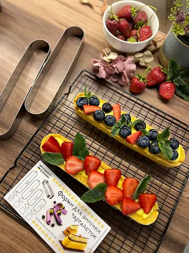 Металеві овальні формочки порційні для еклерів, тістечок та тарталеток 20х4х2.5 см (набір з 4 штук), Master Class Сірий 87229 - фото 9