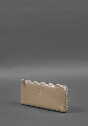 Кожаный портмоне-купюрник на молнии 14.0 светло-бежевый - фото 4