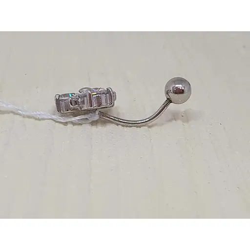 Срібна сережка для пірсингу пупка Ірій з фіанітами. 6001 - фото 3