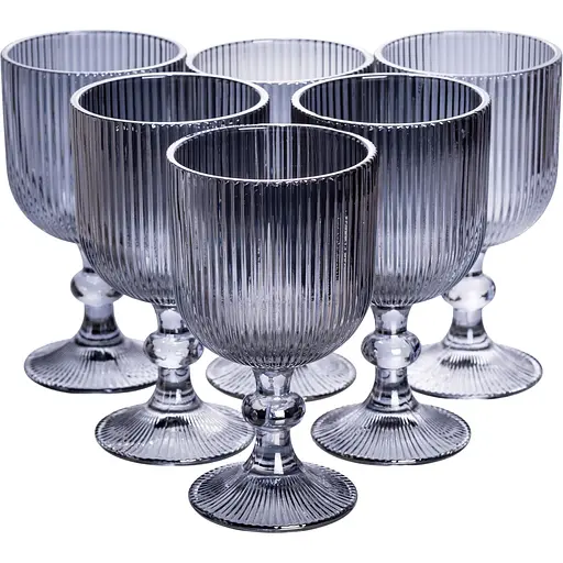 Набір келихів для вина 6 штук по 300 мл рельєфних сірий Yiwu HP-19-7115G - фото 2