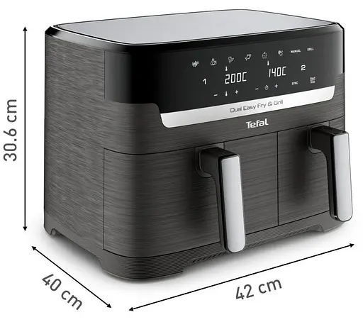 Мультипіч Tefal Dual EasyFry&Grill AirFryer чорний 2700 Вт (EY905B10) - фото 16