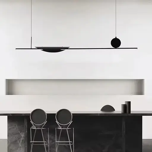 Мінімалістична підвісна люстра з чорному каркасі 120 см | Line F | Арт. SG31-1200L BK - фото 1