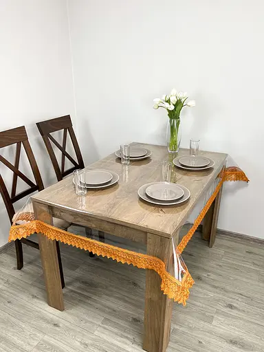 Силіконова скатертина з рудим мереживом 7 см 320х110 см - фото 9