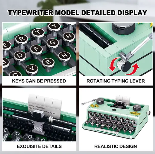 Конструктор печатная машинка Zhegao коллекция ретро для детей и взрослых 820 деталей - фото 4
