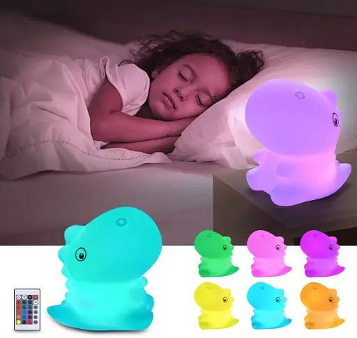 Декоративный ночник Dinosaur LJC-140 динозавр детский силиконовый светильник для сна белый игрушка - фото 3