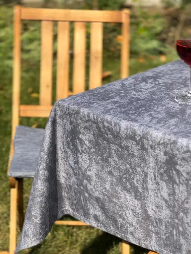 Водоотталкивающая скатерть Мрамор графит 150х120 см
