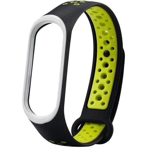 Ремінець для фітнес-браслета MiJobs для Xiaomi Mi Band 3 і 4 Nike Design чорний з лаймом