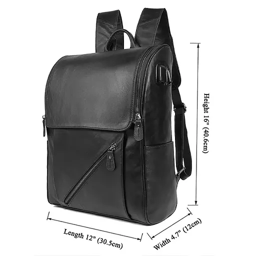 Кожаный городской рюкзак для ноутбука John McDee 30.5х40.5х12 см sum0028440 - фото 8