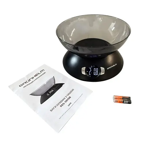 Кухонные настольные электронные весы Grunhelm KES-501SB для взвешивания продуктов с чашей до 5кг весы для дома Черный - фото 6