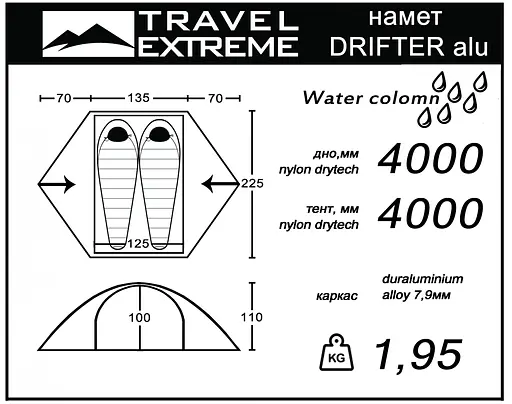 Намет Travel Extreme Drifter Alu (1060-ТE-П002) - фото 5