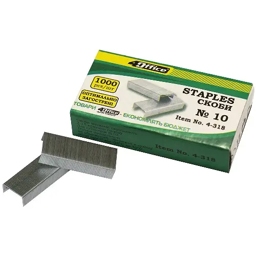 Скобы №24/6 1000 шт. 4-318 4Office, в коробке (4820071010045) - фото 1