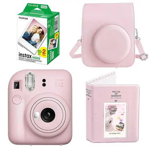 Набор камера Fujifilm Instax Mini 12, Фотобумага 20шт, Чехол, Фотоальбом 64 фото Розовый - фото 1