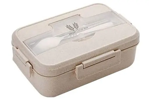 Ланч бокс из пшеничной соломы 1000мл с ложкой и кит палочки для микроволновки - фото 1