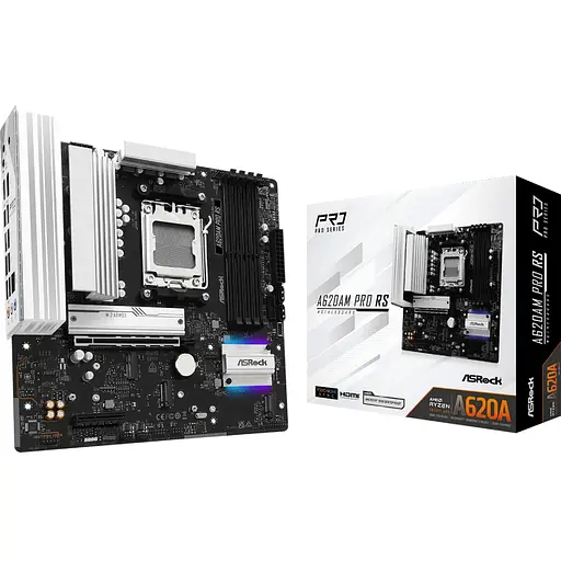 ASRock A620AM PRO RS (AM5/A620A, 4*DDR5, PCIex16, DP/HDMI, 2xSATA, 3xM.2, 2.5GLan, 8ch, mATX) - фото 4