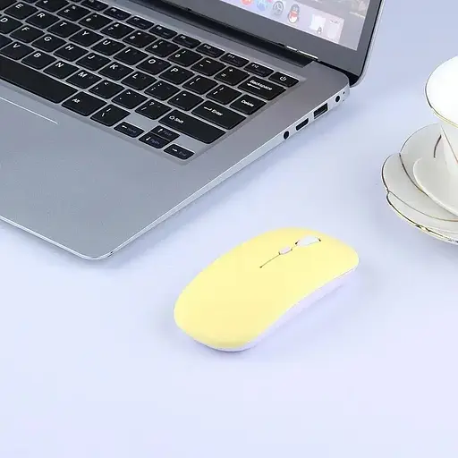 
Мышка бесшумная компьютерная беспроводная Bluetooth, перезаряжаемый USB, Желтая - фото 4