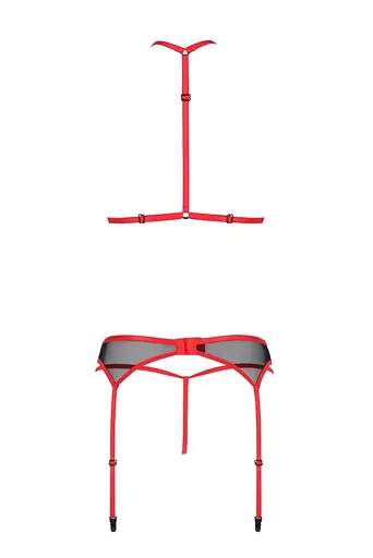 Комплект белья Passion Satara Set S/M red топ пояс для чулок стринги - фото 4