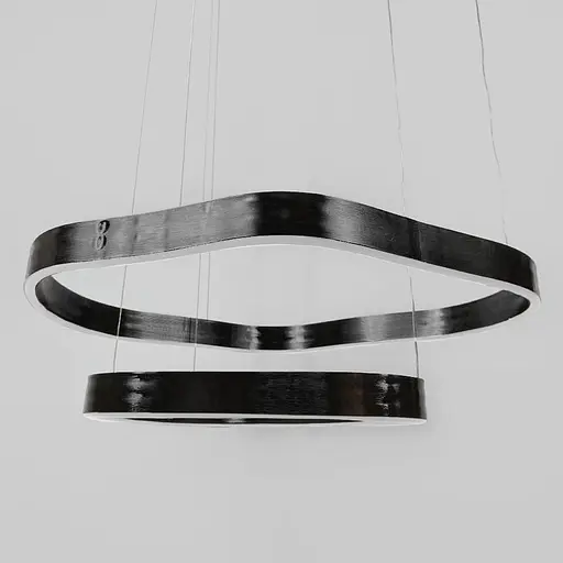 Ефектна чорна люстра на 2 яруси 65х55 см та 45х30 см | Арт. PCL006-600*400 BK | Line F - фото 2