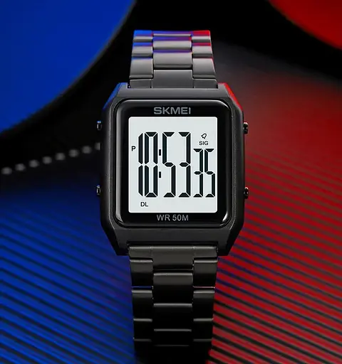 Чоловічий наручний годинник Skmei 1879 (Чорний з білим) - фото 6