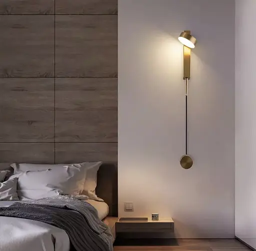 Настінний світильник з димерним вимикачем в латунному корпусі Line F WJ 015 AB - фото 1