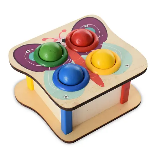 Деревянная игрушка стукачка "Бабочка" MD 1682E, молоток