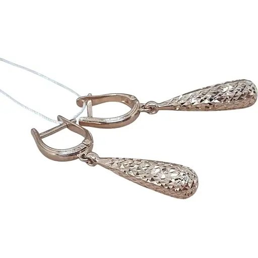 Золотые серьги-подвески Favoritum с алмазной гранью. 210268_А